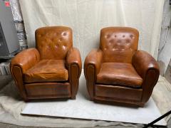 GREAT PAIR OF ART DECO LEATHER CLUB CHAIRS - 3022432