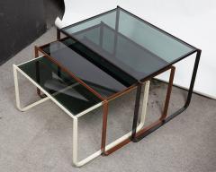 GREAT SET OF THREE ITALIAN MODERNIST ENAMEL STEEL NESTING TABLES - 2340591