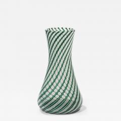 GREEN AND WHITE LATTICINO MURANO GLASS VASE - 2952370