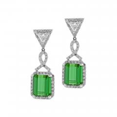 GREEN TOURMALINE AND DIAMOND DANGLE EARRINGS - 3407448