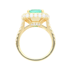 GRS Certified 2 66 Carat Minor Oil Colombian Emerald and Diamond Pave Ring - 3641835