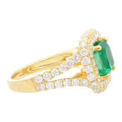 GRS Certified 2 66 Carat Minor Oil Colombian Emerald and Diamond Pave Ring - 3641850