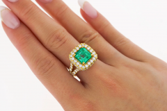 GRS Certified 2 66 Carat Minor Oil Colombian Emerald and Diamond Pave Ring - 3641875