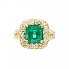 GRS Certified 2 66 Carat Minor Oil Colombian Emerald and Diamond Pave Ring - 3643385