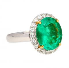 GRS Certified 5 03 Carat Oval Cut Minor Oil Colombian Emerald Ring with Diamond - 3509890