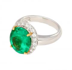 GRS Certified 5 03 Carat Oval Cut Minor Oil Colombian Emerald Ring with Diamond - 3509900