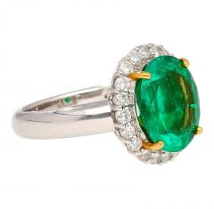 GRS Certified 5 03 Carat Oval Cut Minor Oil Colombian Emerald Ring with Diamond - 3509906