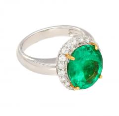 GRS Certified 5 03 Carat Oval Cut Minor Oil Colombian Emerald Ring with Diamond - 3509908