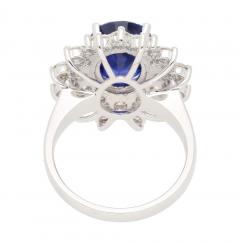 GRS Certified 5 79 Carat Oval Royal Blue Sapphire and Diamond Halo Ring - 3715405