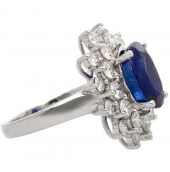 GRS Certified 5 79 Carat Oval Royal Blue Sapphire and Diamond Halo Ring - 3715406