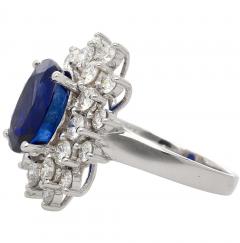 GRS Certified 5 79 Carat Oval Royal Blue Sapphire and Diamond Halo Ring - 3715409