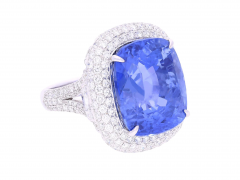 GRS Certified 50 11 Carat Cushion No Heat Sri Lanka Blue Sapphire Ring - 3640880