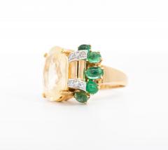 GRS Certified No Heat 12 61 Carat Oval Yellow Sapphire Emerald Floral Ring - 3504939