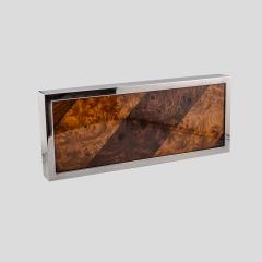 Gabriella Crespi 1960s chrome metal box with lid bird eye maple wood decor - 4099996
