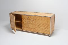 Gabriella Crespi Bamboo Credenza With Faux Bamboo Chrome Frame Gabriella Crespi Style 1970s - 1006637