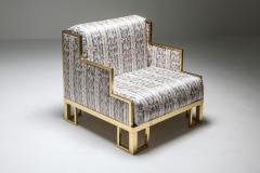 Gabriella Crespi Brass Gabriella Crespi Style Lounge Chair and Ottoman 1970s - 1431137