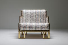 Gabriella Crespi Brass Gabriella Crespi Style Lounge Chair and Ottoman 1970s - 1431138