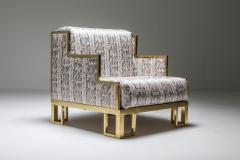 Gabriella Crespi Brass Gabriella Crespi Style Lounge Chair and Ottoman 1970s - 1431141