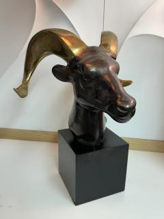 Gabriella Crespi Brass Ram Goat Head Sculpture Bookend - 3678721