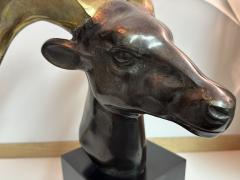 Gabriella Crespi Brass Ram Goat Head Sculpture Bookend - 3678724