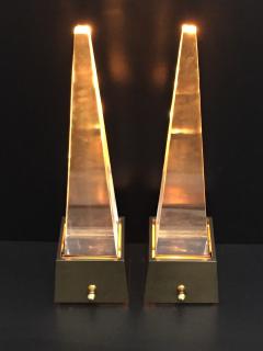 Gabriella Crespi Brass and Lucite Obelisk Lamps by Chapman - 476788