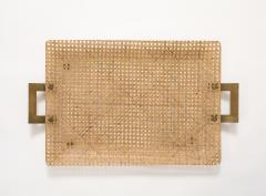 Gabriella Crespi Gabriela Crespi Christian Dior Rattan Tray with Brass Handles France 1950 - 4509670