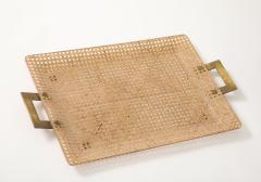 Gabriella Crespi Gabriela Crespi Christian Dior Rattan Tray with Brass Handles France 1950 - 4509673