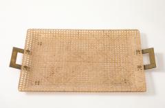 Gabriella Crespi Gabriela Crespi Christian Dior Rattan Tray with Brass Handles France 1950 - 4509676