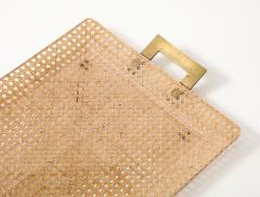 Gabriella Crespi Gabriela Crespi Christian Dior Rattan Tray with Brass Handles France 1950 - 4509680