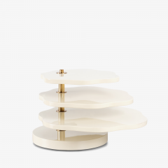 Gabriella Crespi Gabriella Crespi Lotus Leaves 1975 Tiered Accent Table in Ivory Lacquer - 3335456