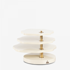 Gabriella Crespi Gabriella Crespi Lotus Leaves 1975 Tiered Accent Table in Ivory Lacquer - 3335457