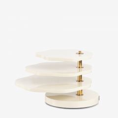 Gabriella Crespi Gabriella Crespi Lotus Leaves 1975 Tiered Accent Table in Ivory Lacquer - 3335458