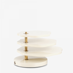 Gabriella Crespi Gabriella Crespi Lotus Leaves 1975 Tiered Accent Table in Ivory Lacquer - 3335459