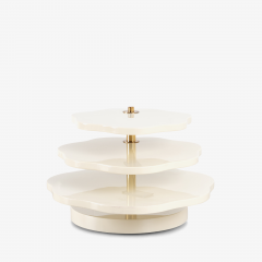 Gabriella Crespi Gabriella Crespi Lotus Leaves 1975 Tiered Accent Table in Ivory Lacquer - 3335460
