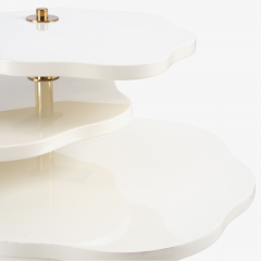 Gabriella Crespi Gabriella Crespi Lotus Leaves 1975 Tiered Accent Table in Ivory Lacquer - 3335464