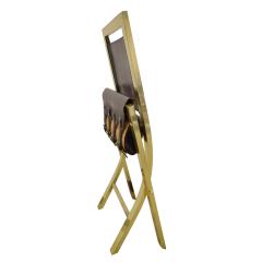 Gabriella Crespi Gabriella Crespi Pair of Chairs in Polished Brass and Leather 1970s Signed  - 1683081