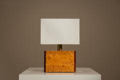 Gabriella Crespi Gabriella Crespi Table Lamp in Walnut Burl and Brass Italy 1970s - 4491677