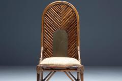 Gabriella Crespi High Back Bamboo And Brass Chair By Gabriella Crespi Italy 1970s - 4316936