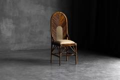 Gabriella Crespi High Back Bamboo And Brass Chair By Gabriella Crespi Italy 1970s - 4316949