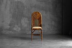 Gabriella Crespi High Back Bamboo And Brass Chair By Gabriella Crespi Italy 1970s - 4316957