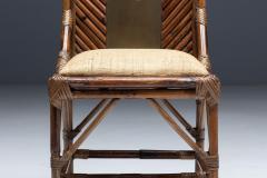 Gabriella Crespi High Back Bamboo And Brass Chair By Gabriella Crespi Italy 1970s - 4316960
