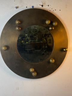 Gabriella Crespi ITALIAN MODERNIST BRASS BALL ROUND MIRROR - 1530225
