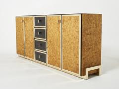 Gabriella Crespi Italian brass and cork marquetry sideboard style of Crespi 1970s - 2628070