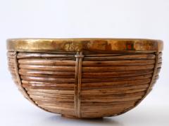 Gabriella Crespi Large Mid Century Modern Brass and Rattan Fruit Bowl or Centerpiece Italy 1960s - 2690086