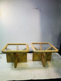 Gabriella Crespi MODERN PAIR OF PENCIL REED AND GLASS SIDE TABLES IN THE STYLE OF GABRELLA CRESPI - 3320009