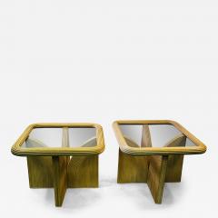 Gabriella Crespi MODERN PAIR OF PENCIL REED AND GLASS SIDE TABLES IN THE STYLE OF GABRELLA CRESPI - 3331013