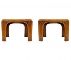 Gabriella Crespi Mid Century Modern Pencil Reed Bamboo Side Tables or End Tables with Glass Tops - 3670841