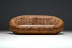 Gabriella Crespi Mid Century Woven Wicker Sofa France 1970s - 4380817