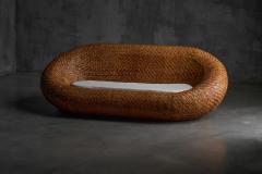 Gabriella Crespi Mid Century Woven Wicker Sofa France 1970s - 4380830