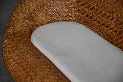 Gabriella Crespi Mid Century Woven Wicker Sofa France 1970s - 4380860